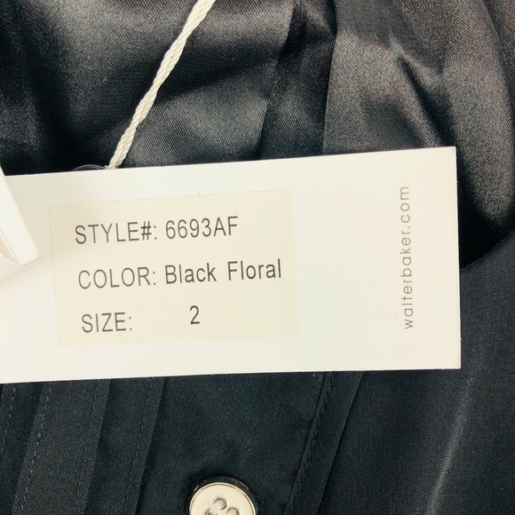 NWT WALTER BAKER BLACK FLORAL SILK DRESS 2 - Picture 6 of 11